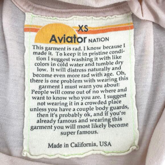 Aviator Nation Almond Bolt Fade Boyfriend Tee Ombre Pink Purple Crop Top Size XS - Picture 5 of 7